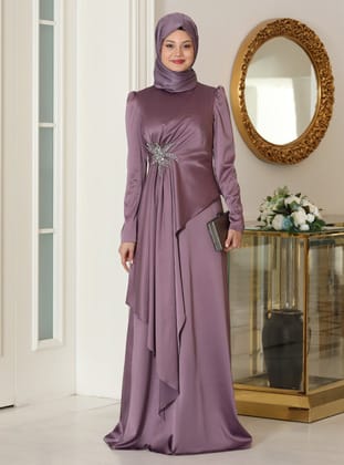 Tesettür Abiye Elbise - Lavanta - Azra Design
