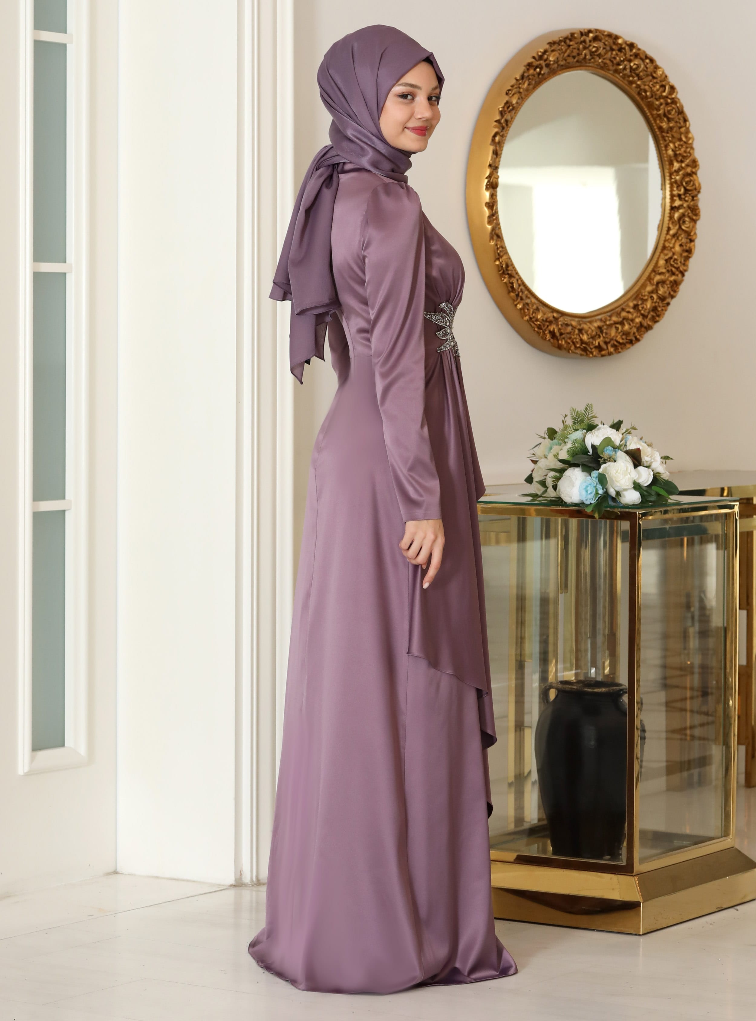Tesettür Abiye Elbise - Lavanta - Azra Design - Resim 2