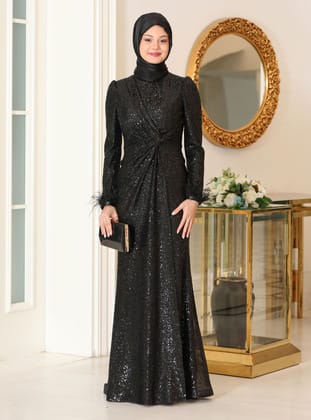 Hüma Abiye - Siyah - Azra Design