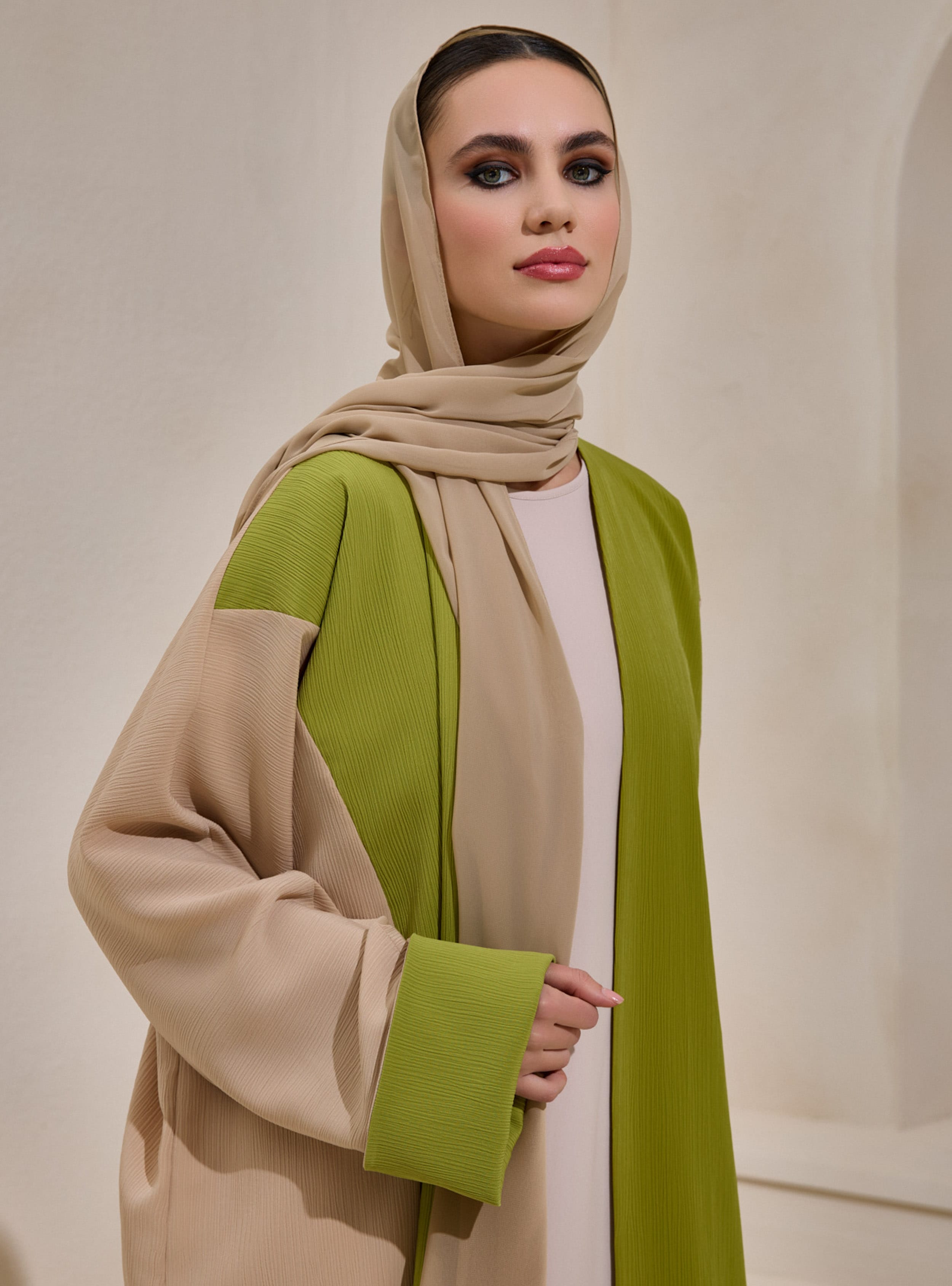 CASUAL ABAYA SET - Camel - Yeşil - AL SHEIKHA - Resim 2