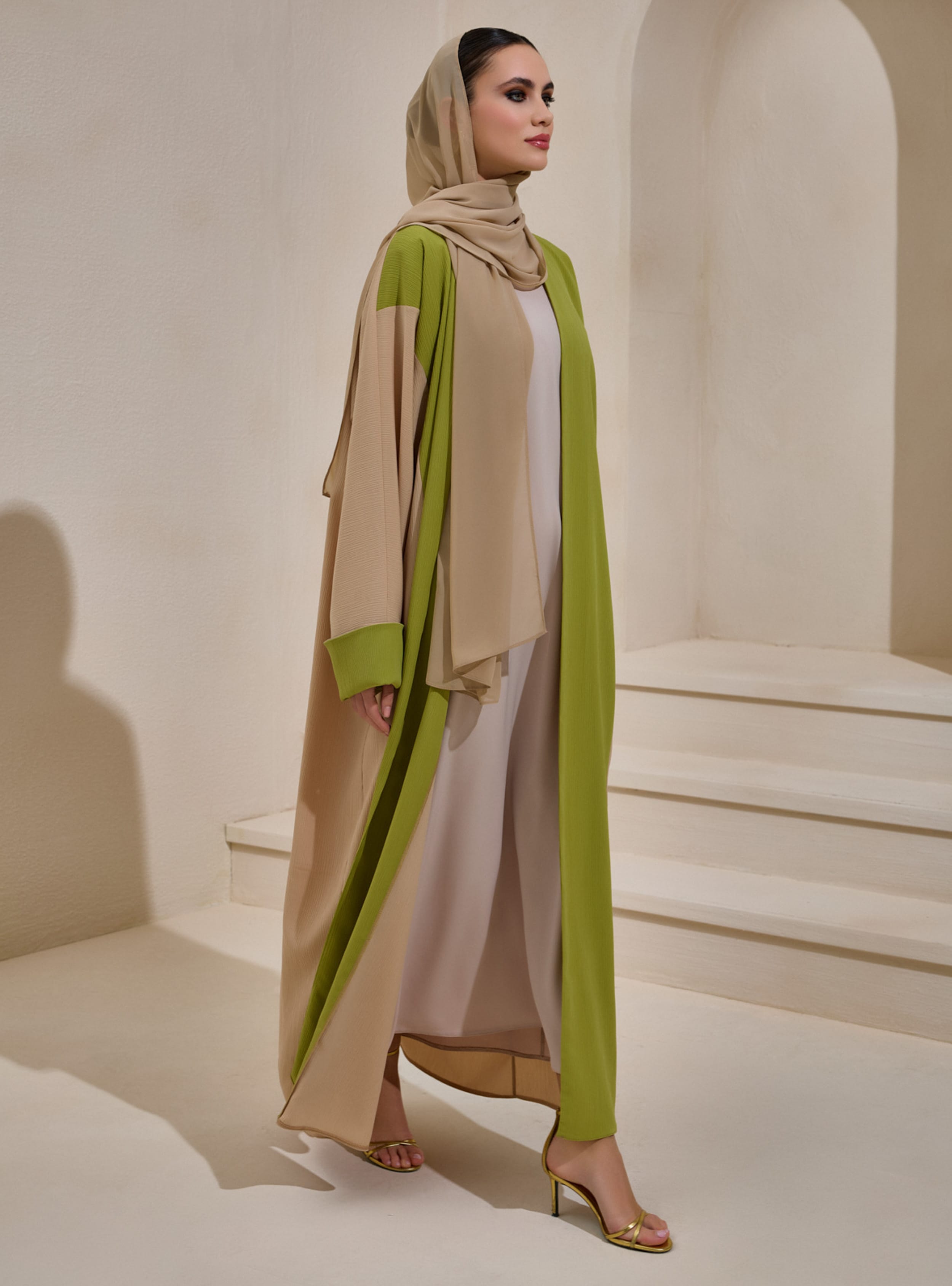 CASUAL ABAYA SET - Camel - Yeşil - AL SHEIKHA - Resim 3