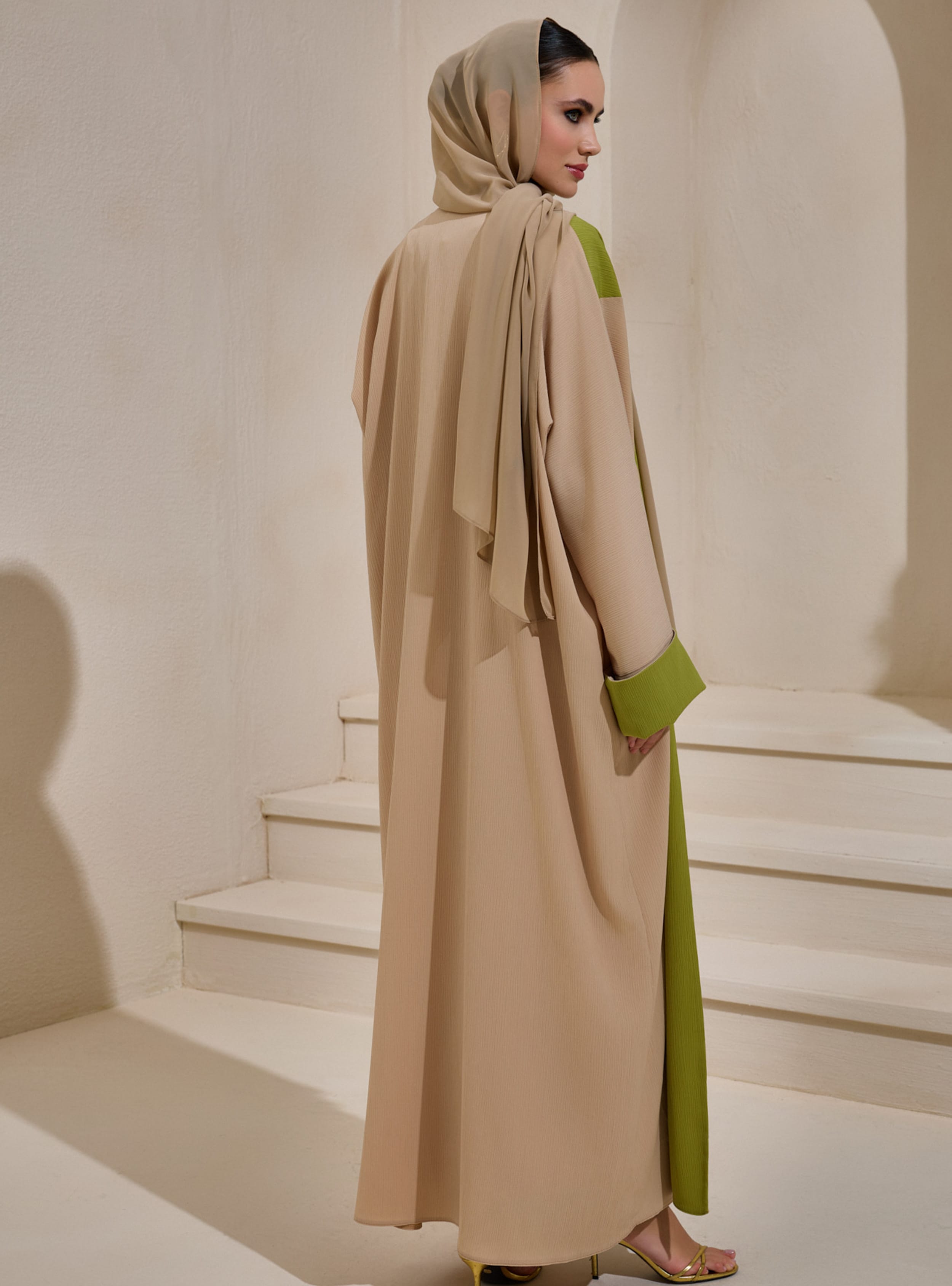 CASUAL ABAYA SET - Camel - Yeşil - AL SHEIKHA - Resim 4