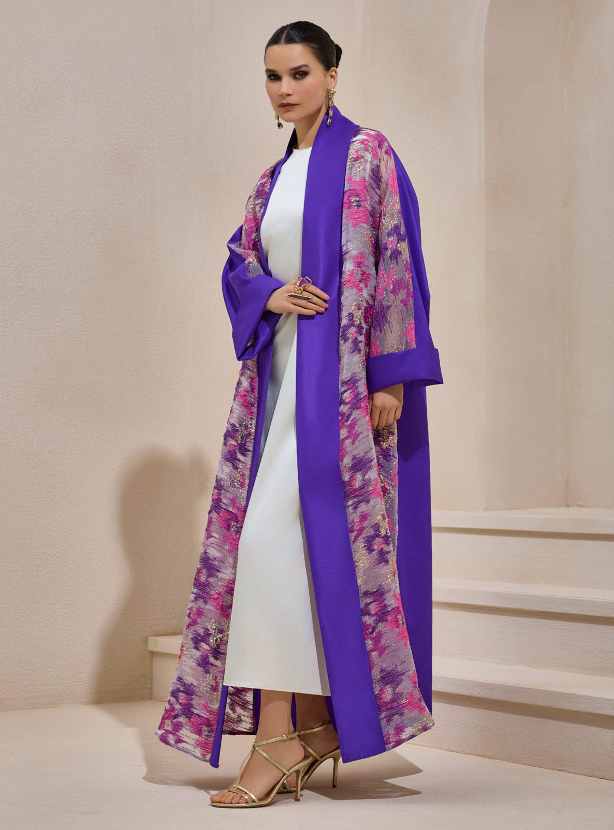 NORAH TAFFETA ABAYA - Mor - AL SHEIKHA - Resim 2