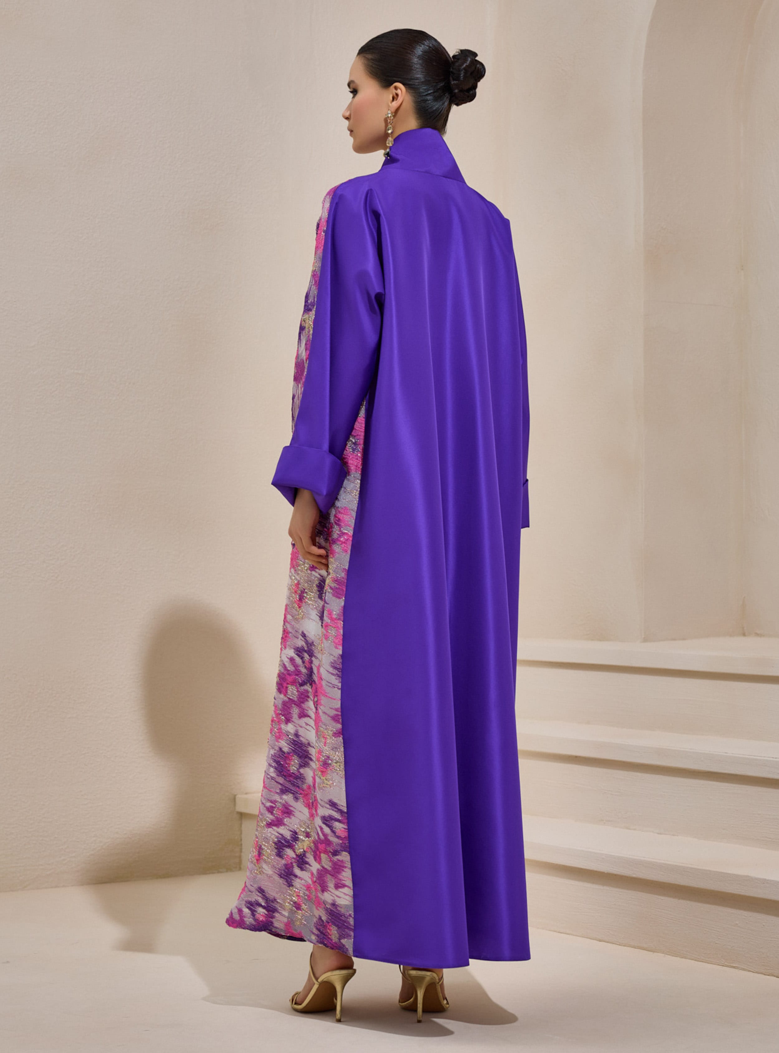NORAH TAFFETA ABAYA - Mor - AL SHEIKHA - Resim 3