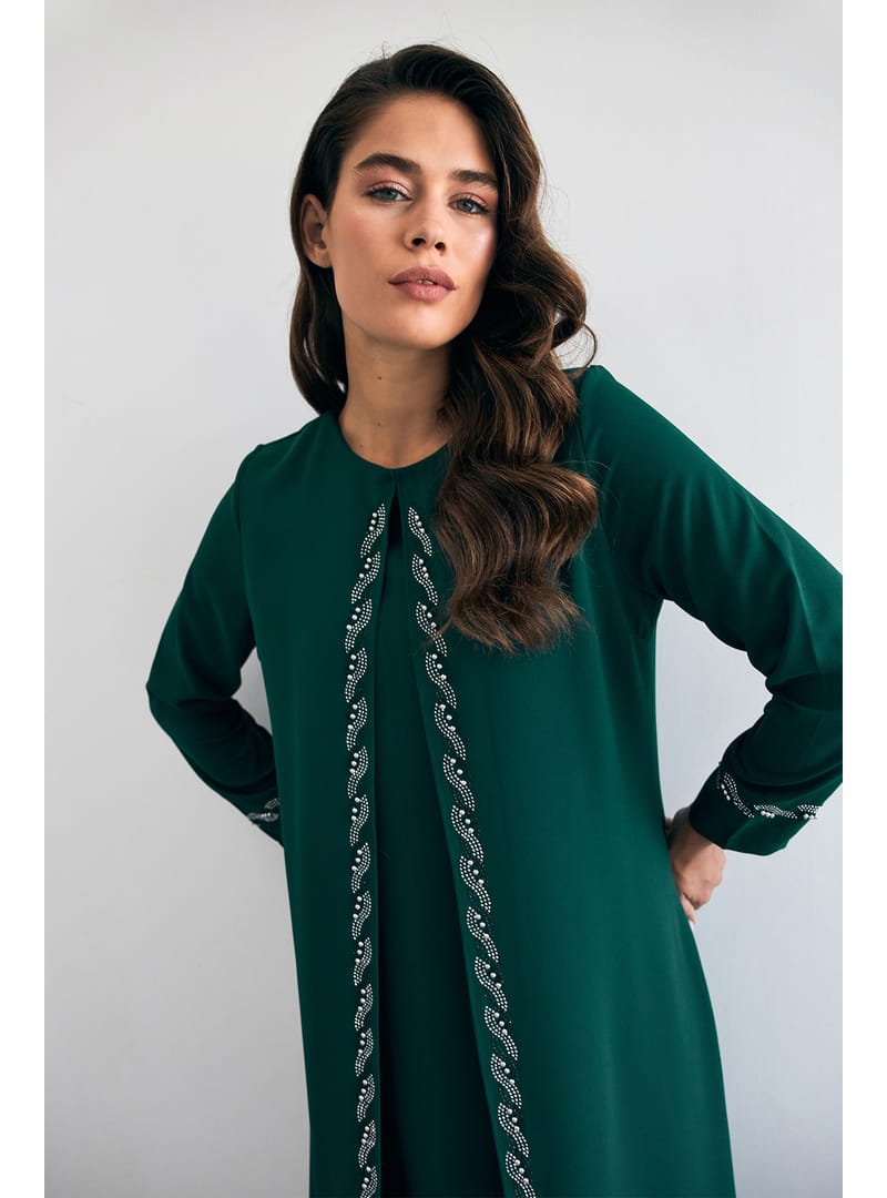 Lara Büyük Beden Abiye - Haki - Resim 2