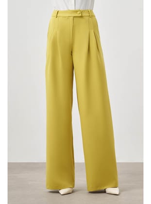Pileli Double Yağ Yeşili Pantolon
