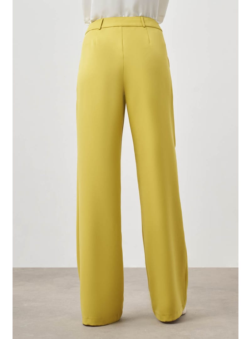 Pileli Double Yağ Yeşili Pantolon - Resim 3