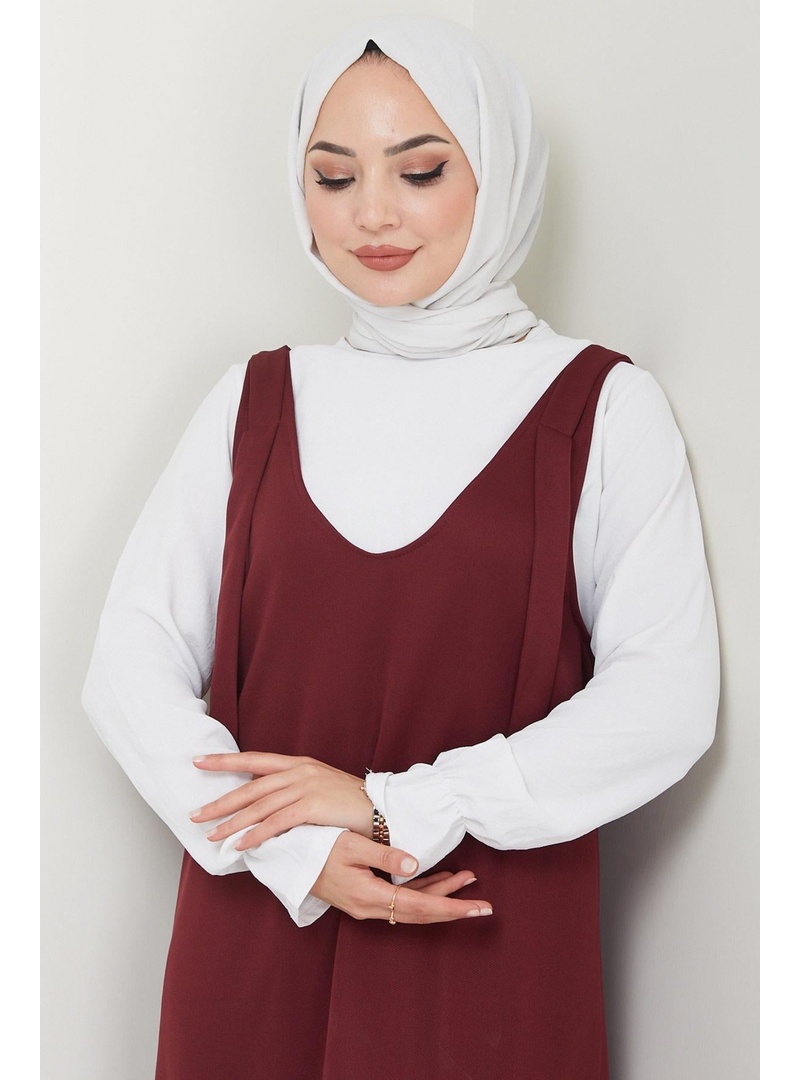 Nehir Örme Jile Elbise Bordo HM2389 - Resim 3