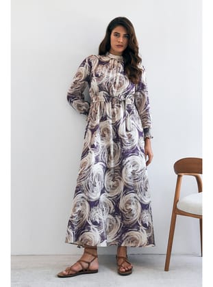 Rabella Desenli Elbise - Mor