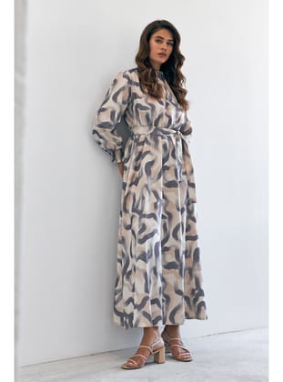 Soft Desenli Elbise - Leylak