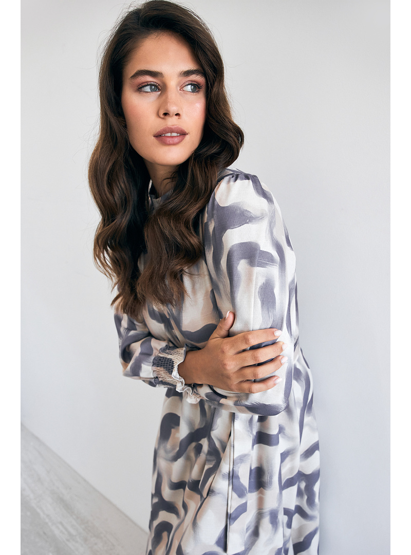 Soft Desenli Elbise - Leylak - Resim 2