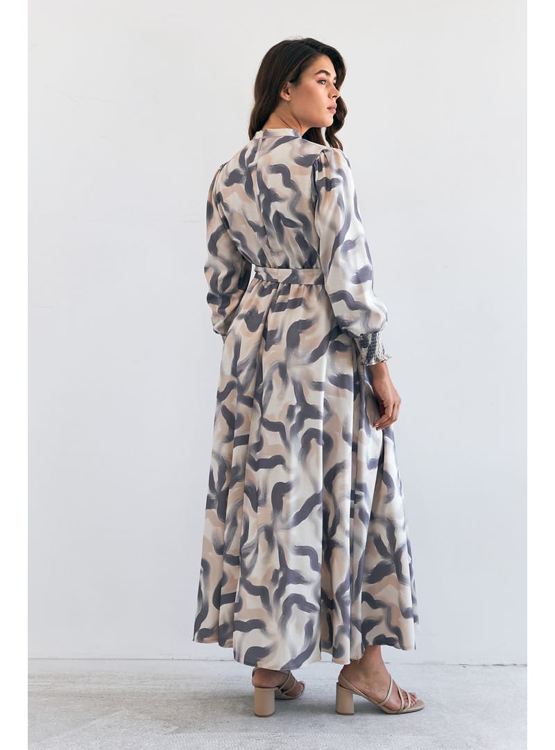 Soft Desenli Elbise - Leylak - Resim 4