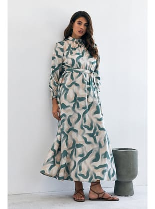 Soft Desenli Elbise - Mint