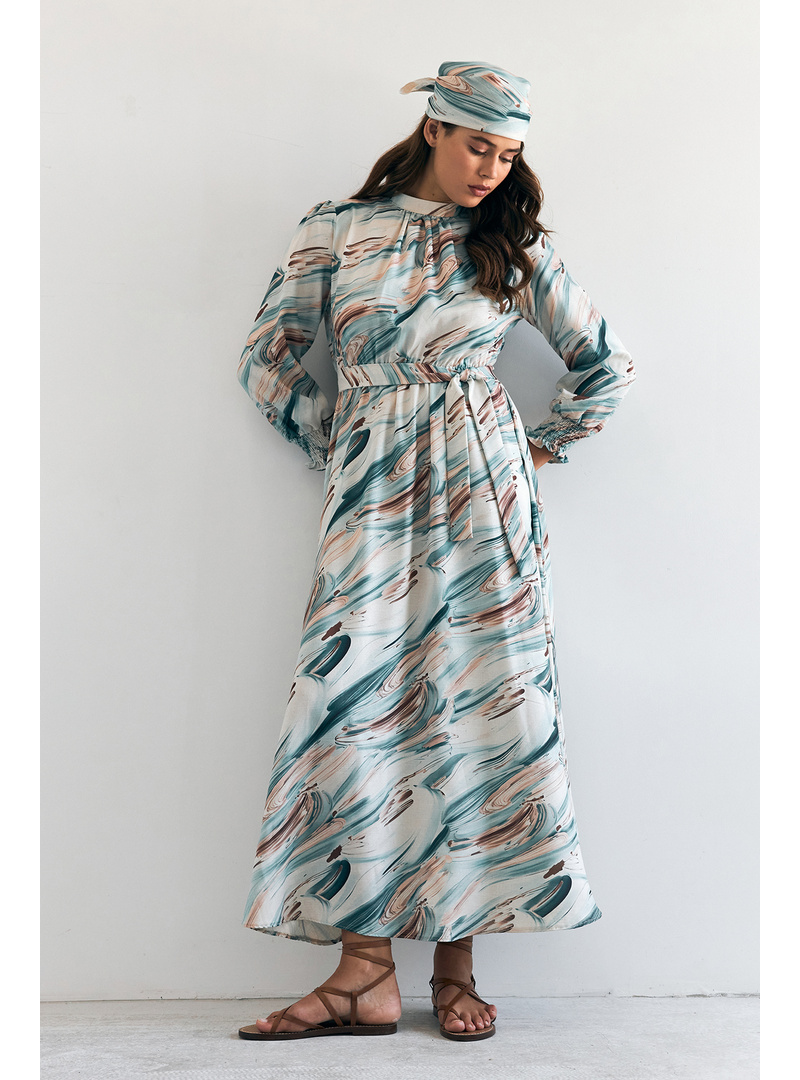 Aura Desenli Elbise - Mint - Resim 2
