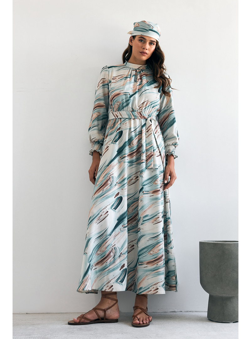 Aura Desenli Elbise - Mint - Resim 4