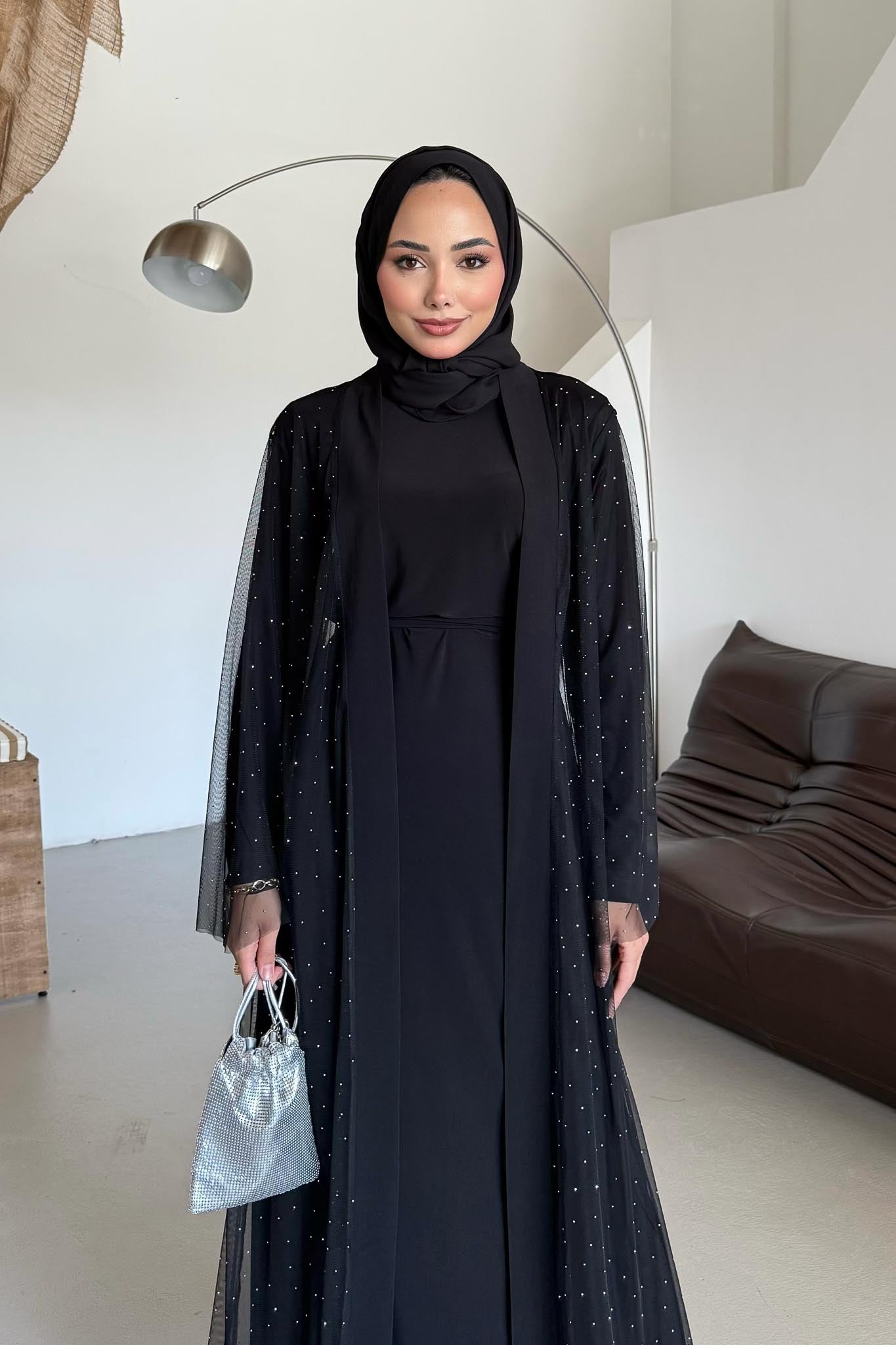Zenith Taşlı Abaya - Resim 2