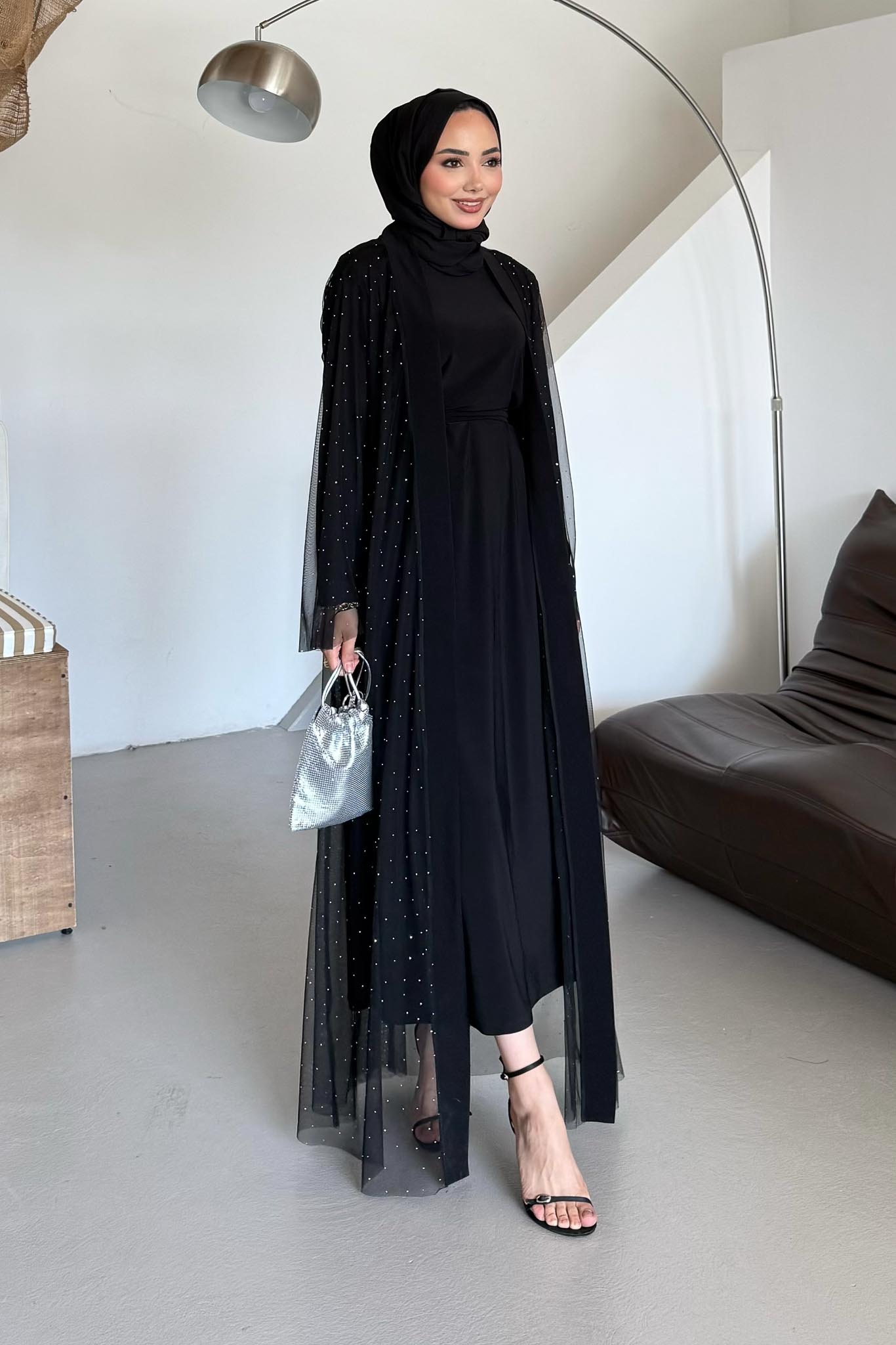 Zenith Taşlı Abaya - Resim 3