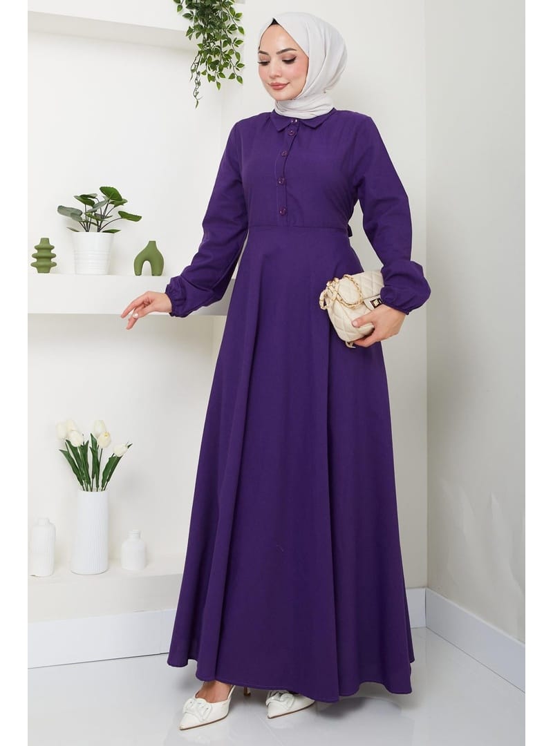 Kuşaklı Mevlana Elbise Mor HM2105 - Resim 3