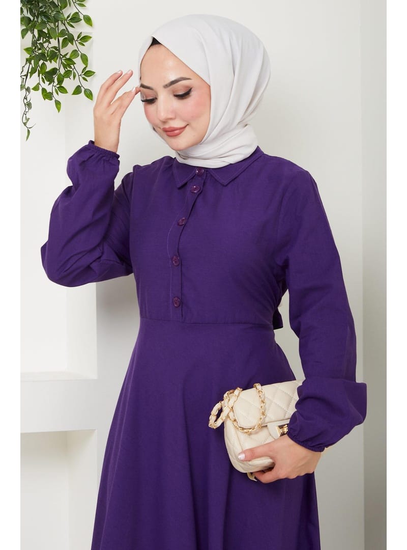 Kuşaklı Mevlana Elbise Mor HM2105 - Resim 4
