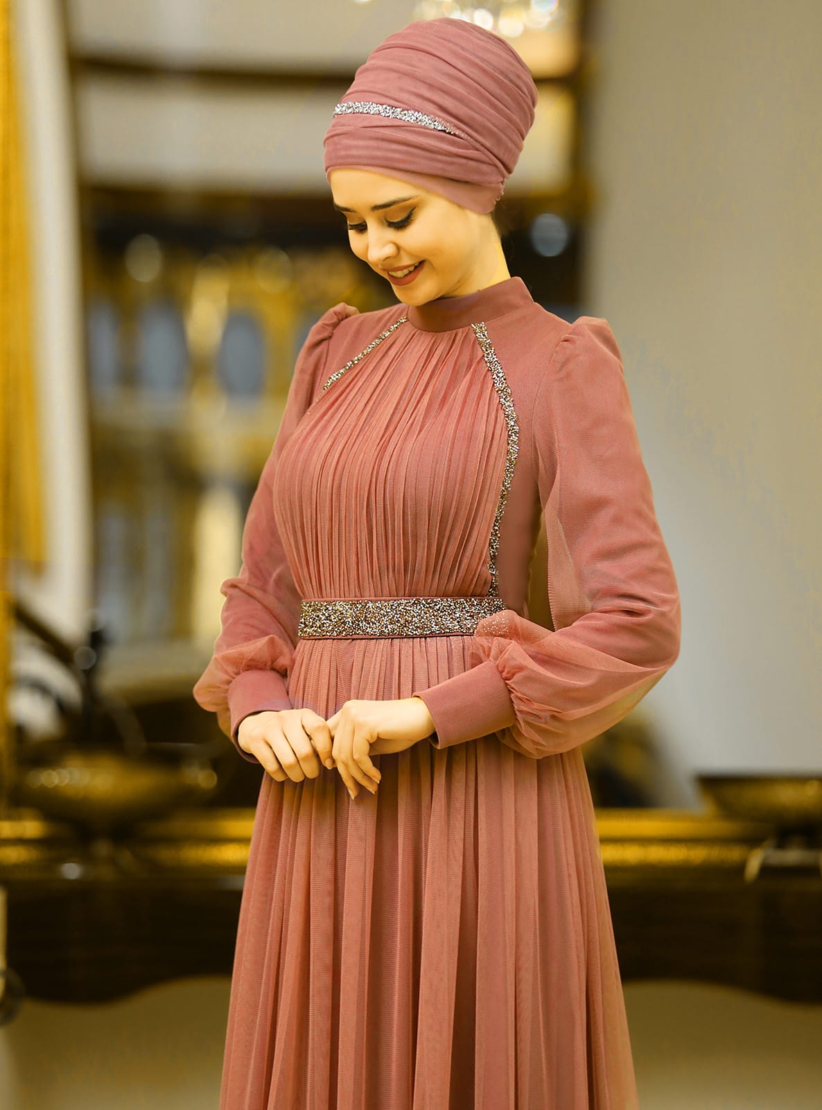 Abiye Elbise - Sogan kabugu - Azra Design - Resim 4
