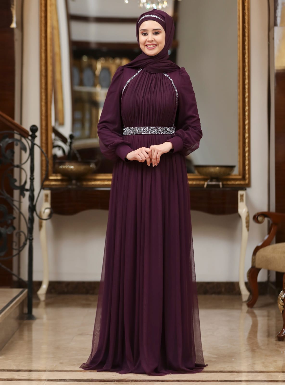 Abiye Elbise - Mor - Azra Design - Resim 2