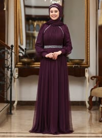 Abiye Elbise - Mor - Azra Design - Resim 3