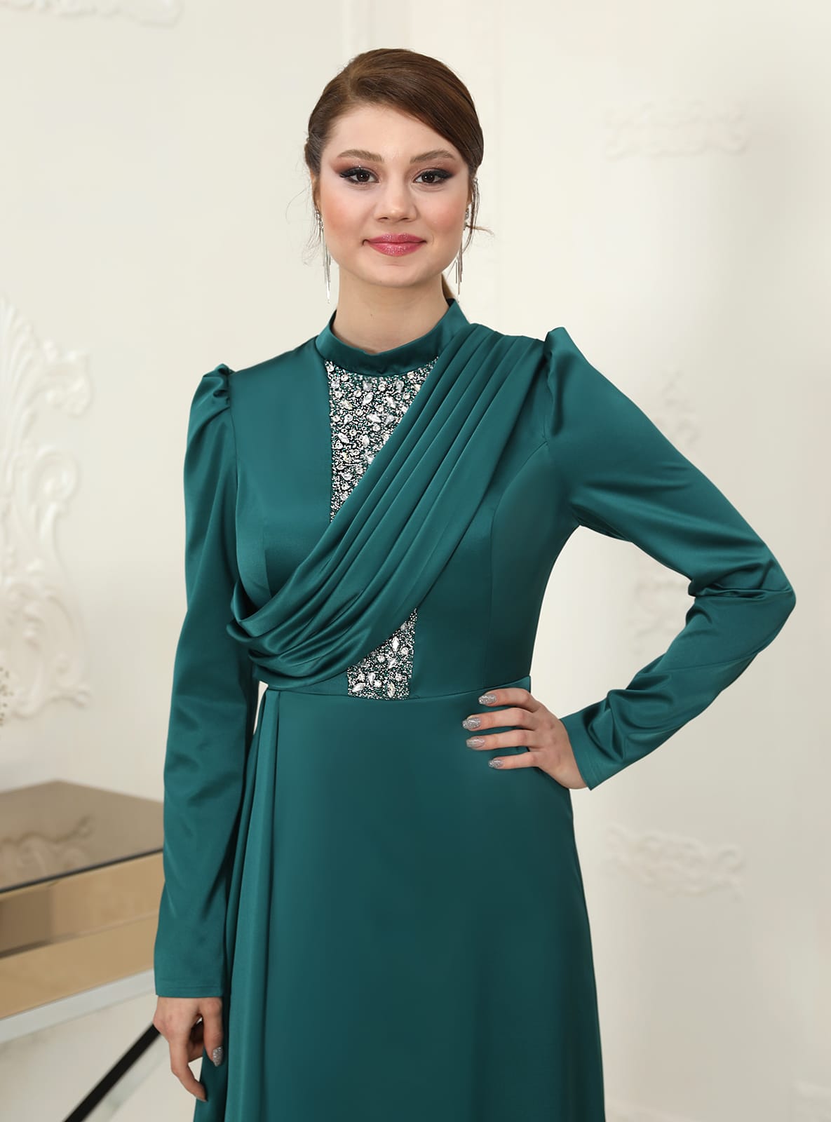 Abiye Elbise - Zumrut yesili - Azra Design - Resim 2