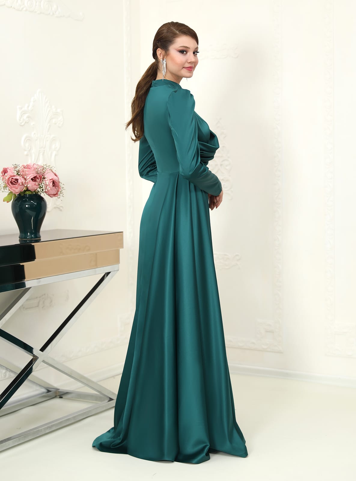 Abiye Elbise - Zumrut yesili - Azra Design - Resim 3