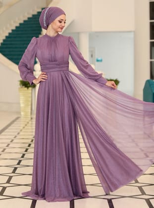 Tesettür Abiye Elbise - Lavanta - Azra Design