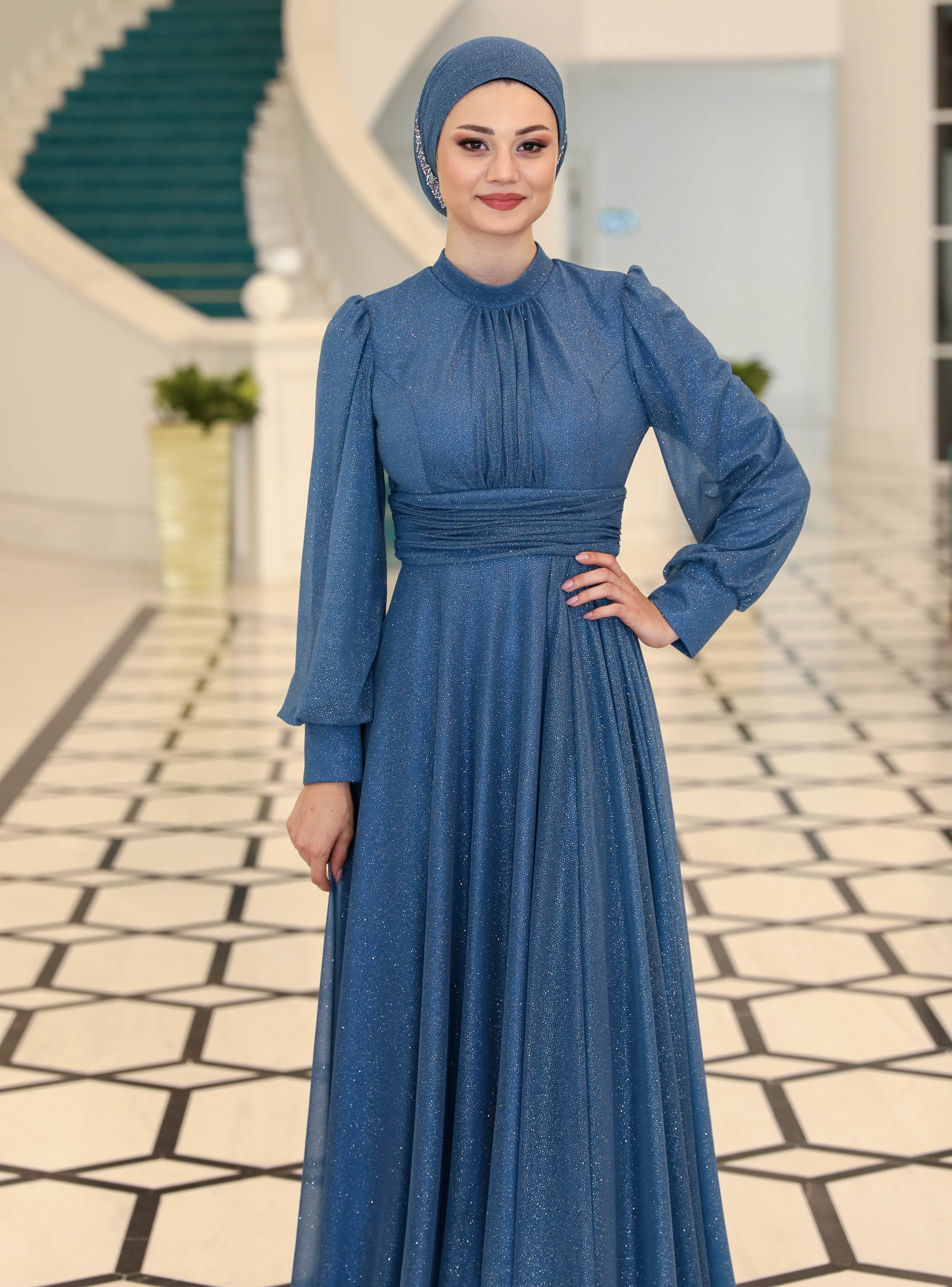 Abiye Elbise - Dark indigo - Azra Design - Resim 2