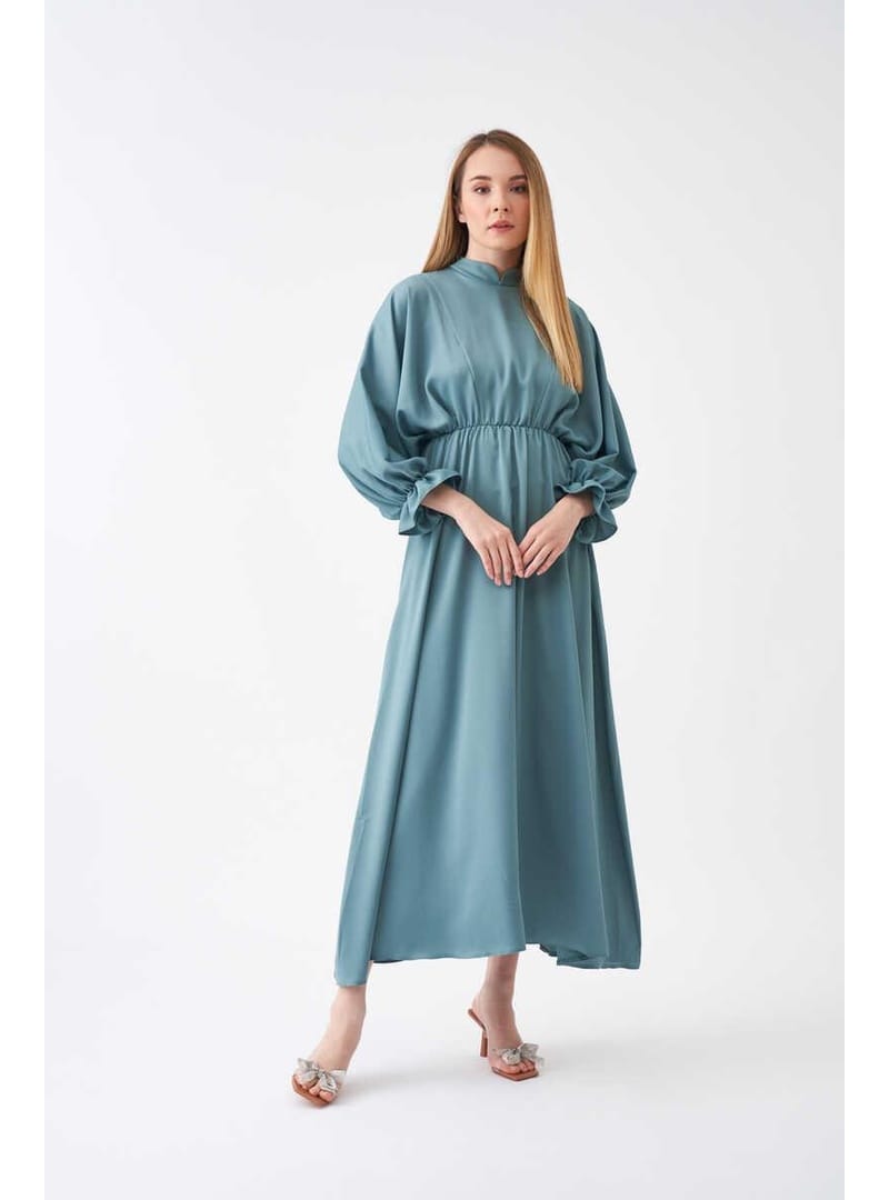 Beli Lastikli Abiye Elbise Mint - Resim 2