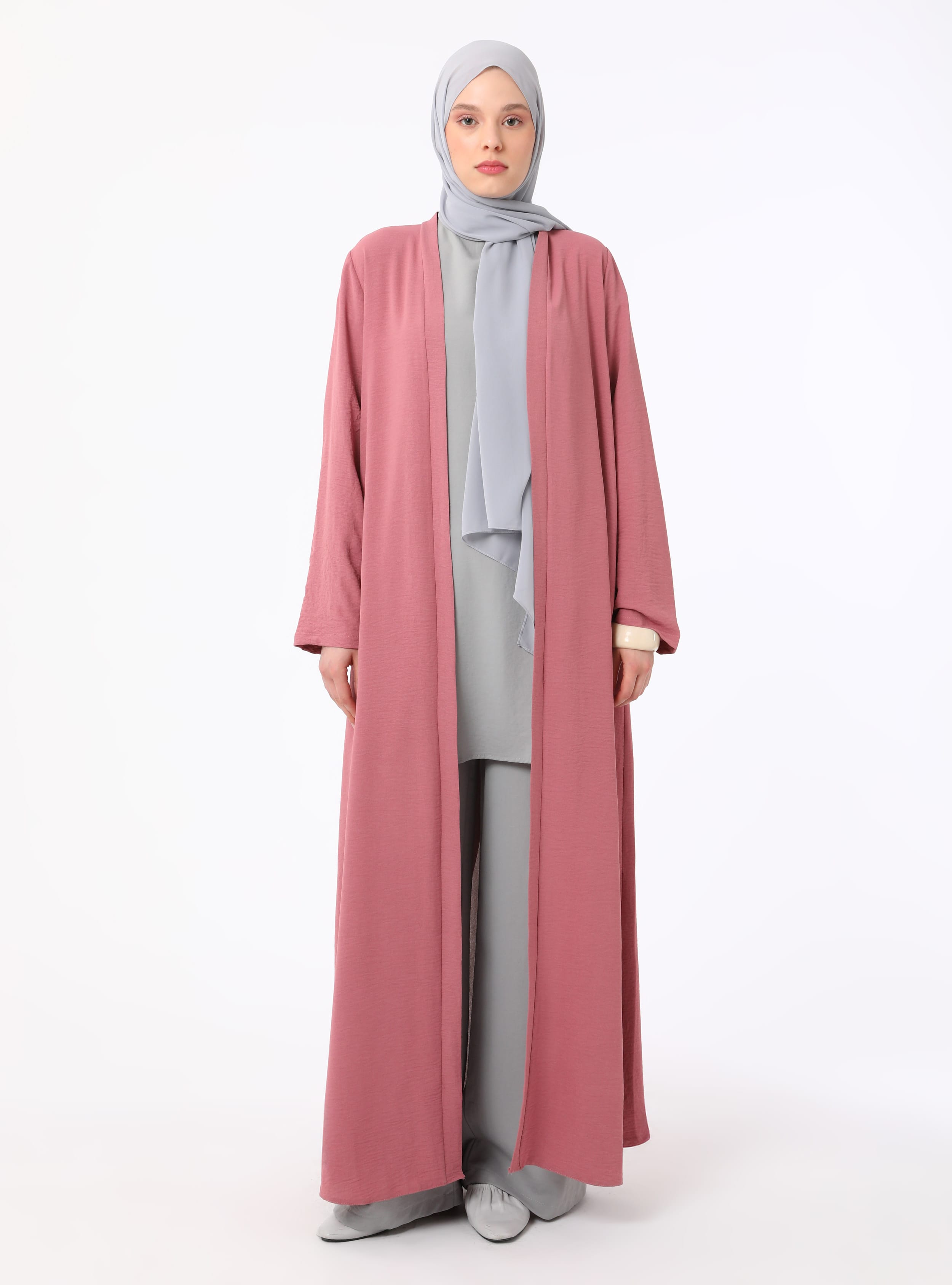Garni Detaylı Gül Rengi Abaya - Refka - Resim 2