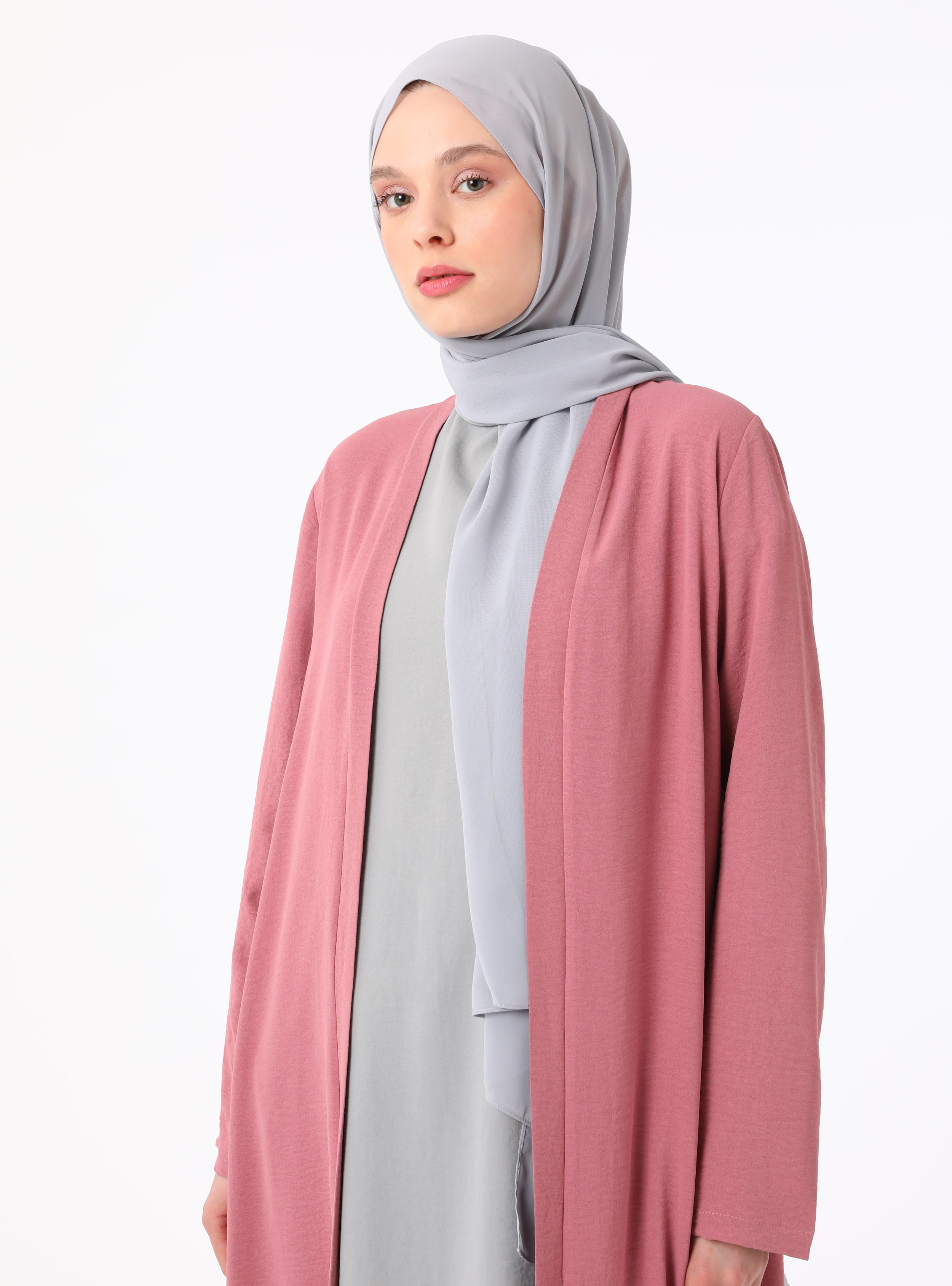 Garni Detaylı Gül Rengi Abaya - Refka - Resim 4