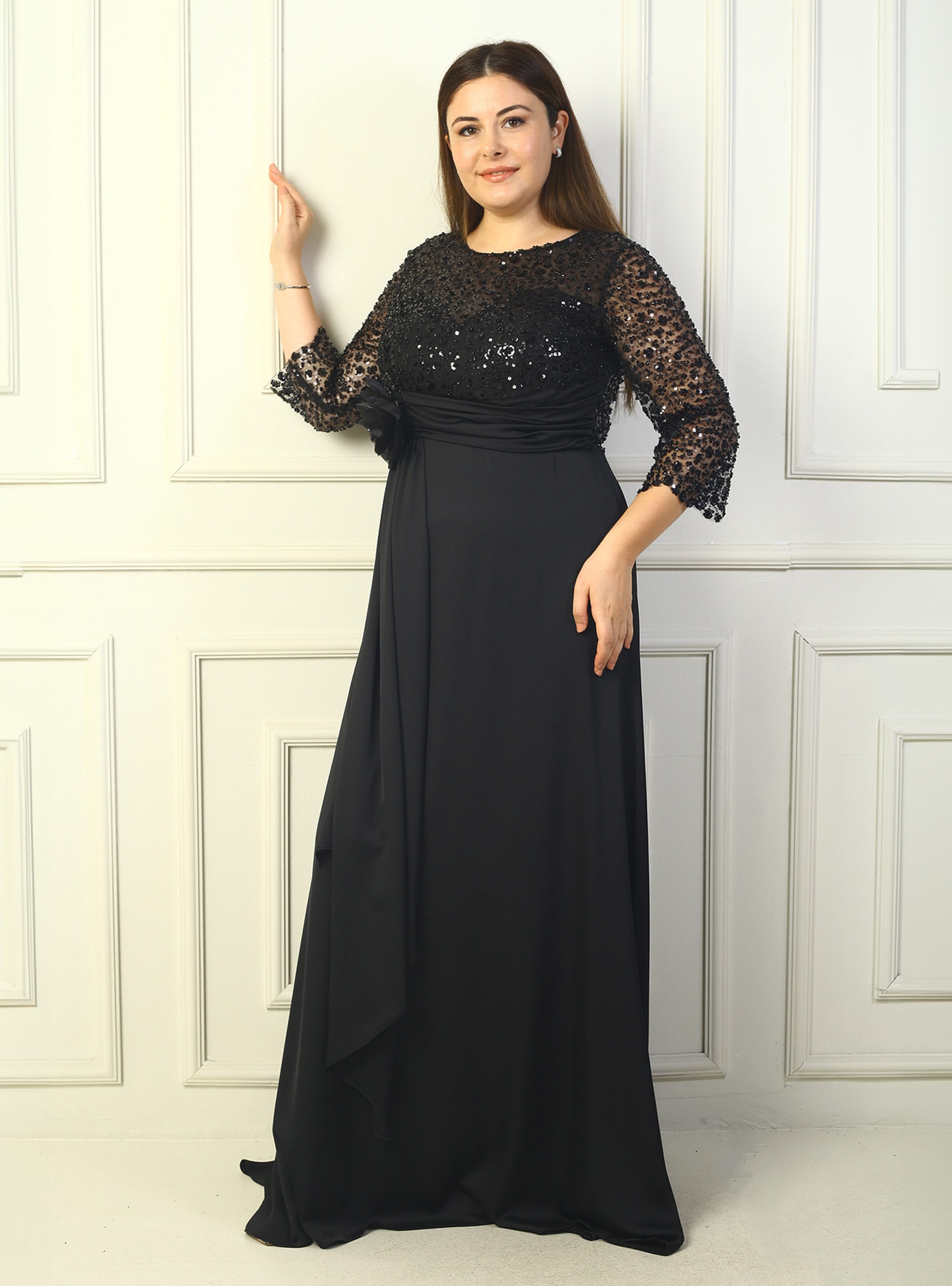 Abiye Elbise - Siyah - By Saygı - Resim 3