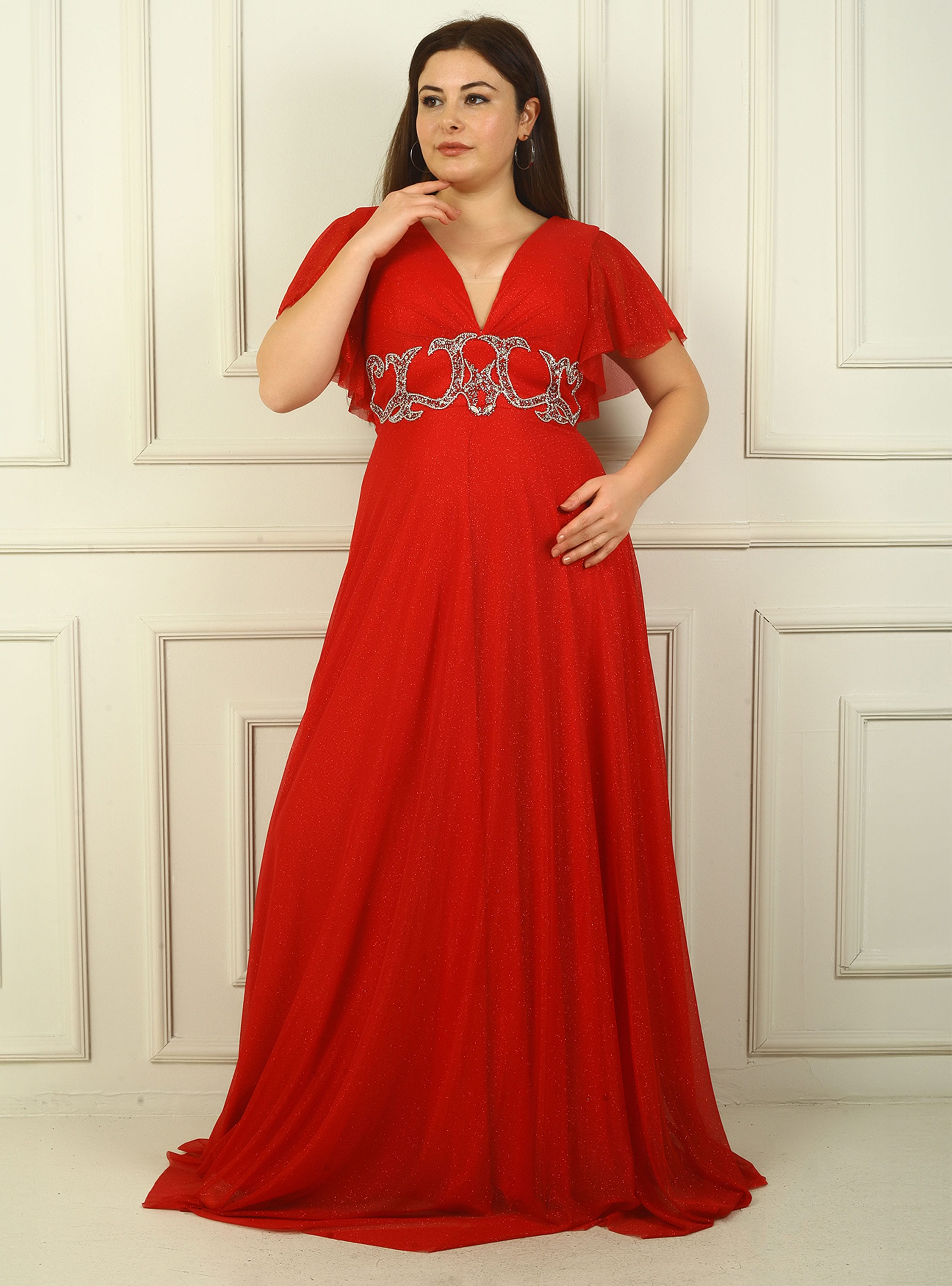 Abiye Elbise - Kirmizi - By Saygı - Resim 2
