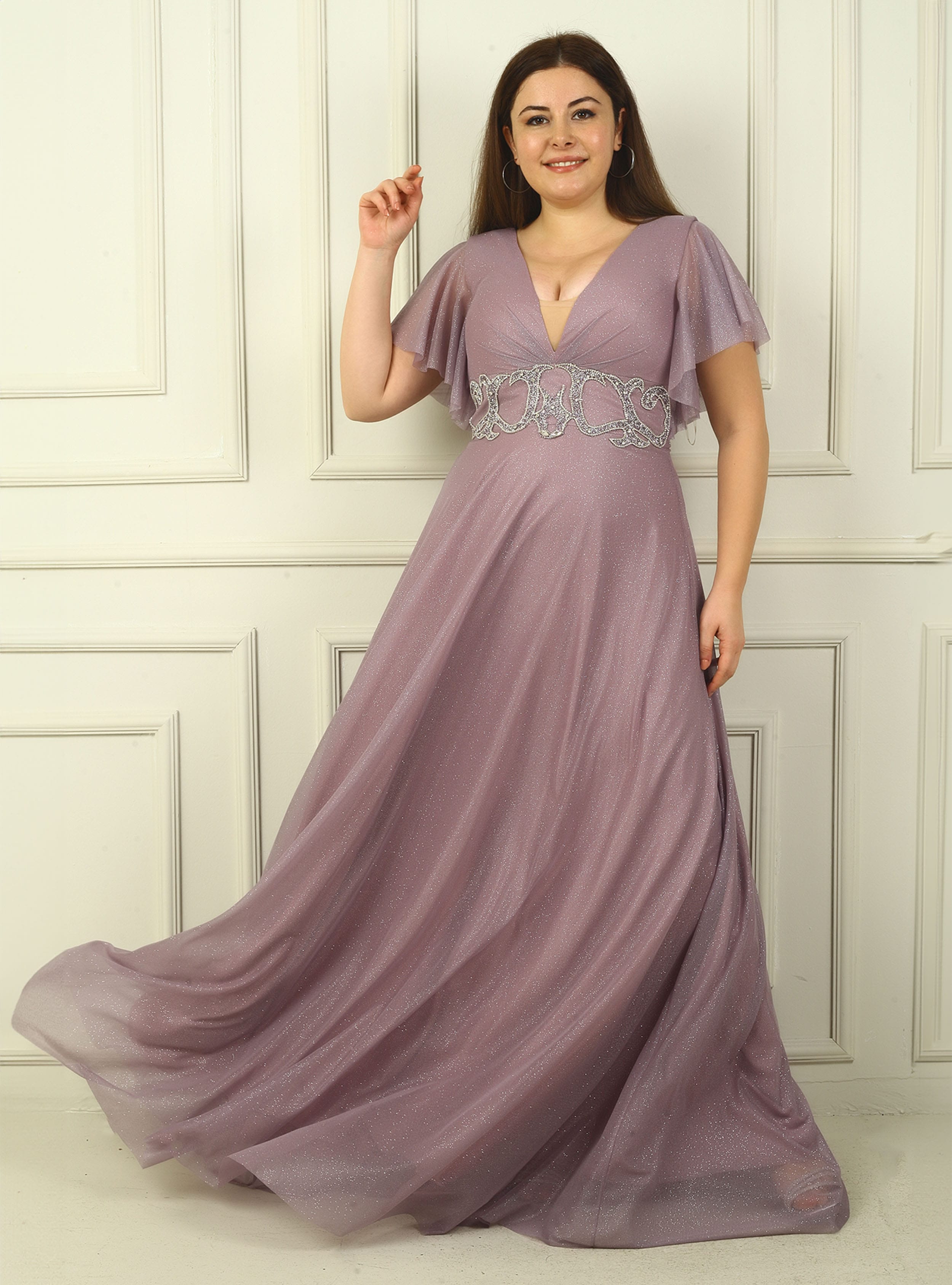 Abiye Elbise - Lila - By Saygı - Resim 2