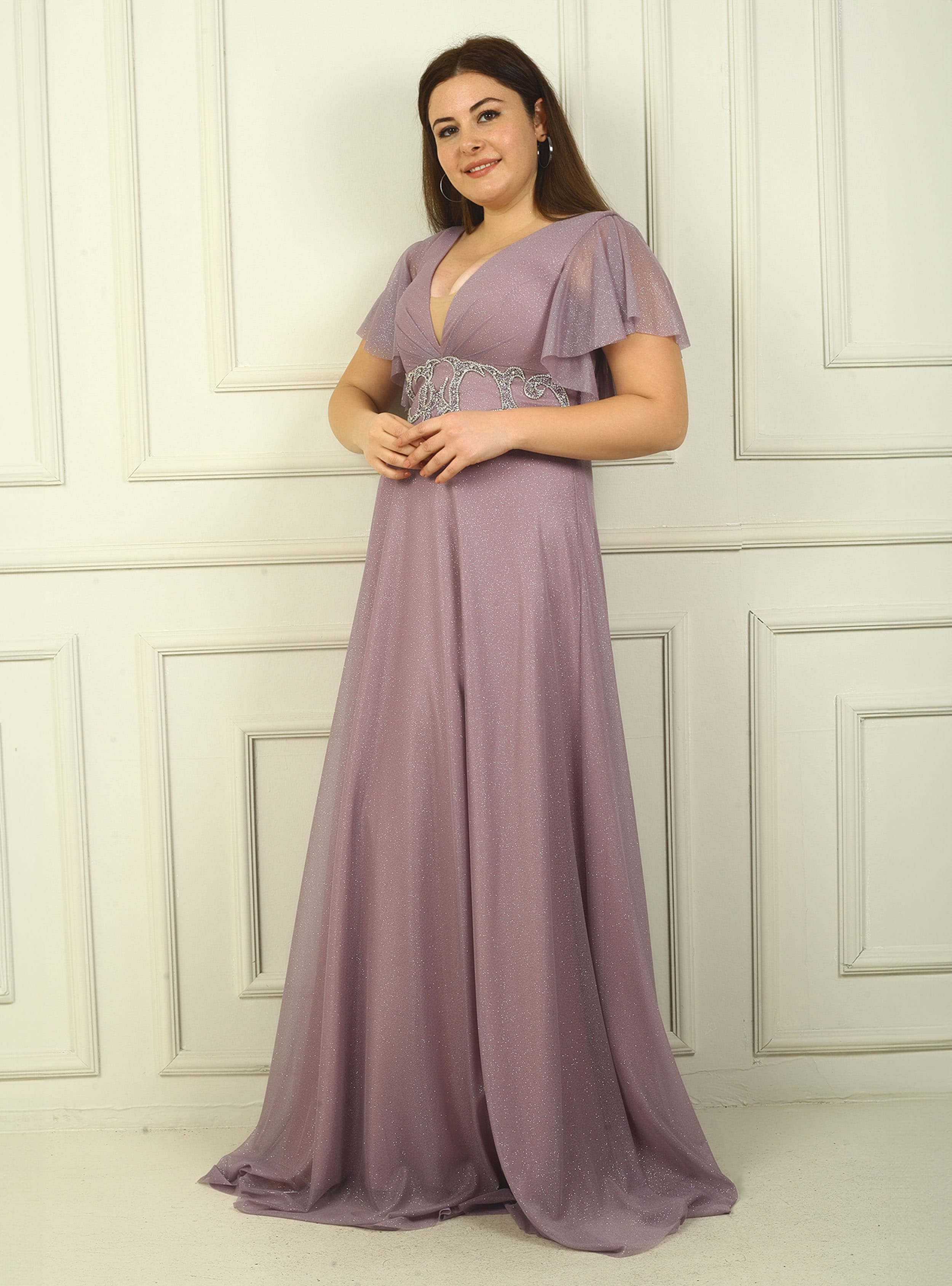 Abiye Elbise - Lila - By Saygı - Resim 3