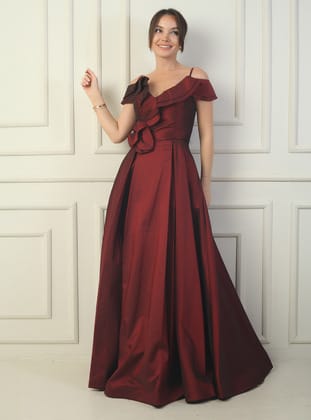 Abiye Elbise - Bordo - By Saygı
