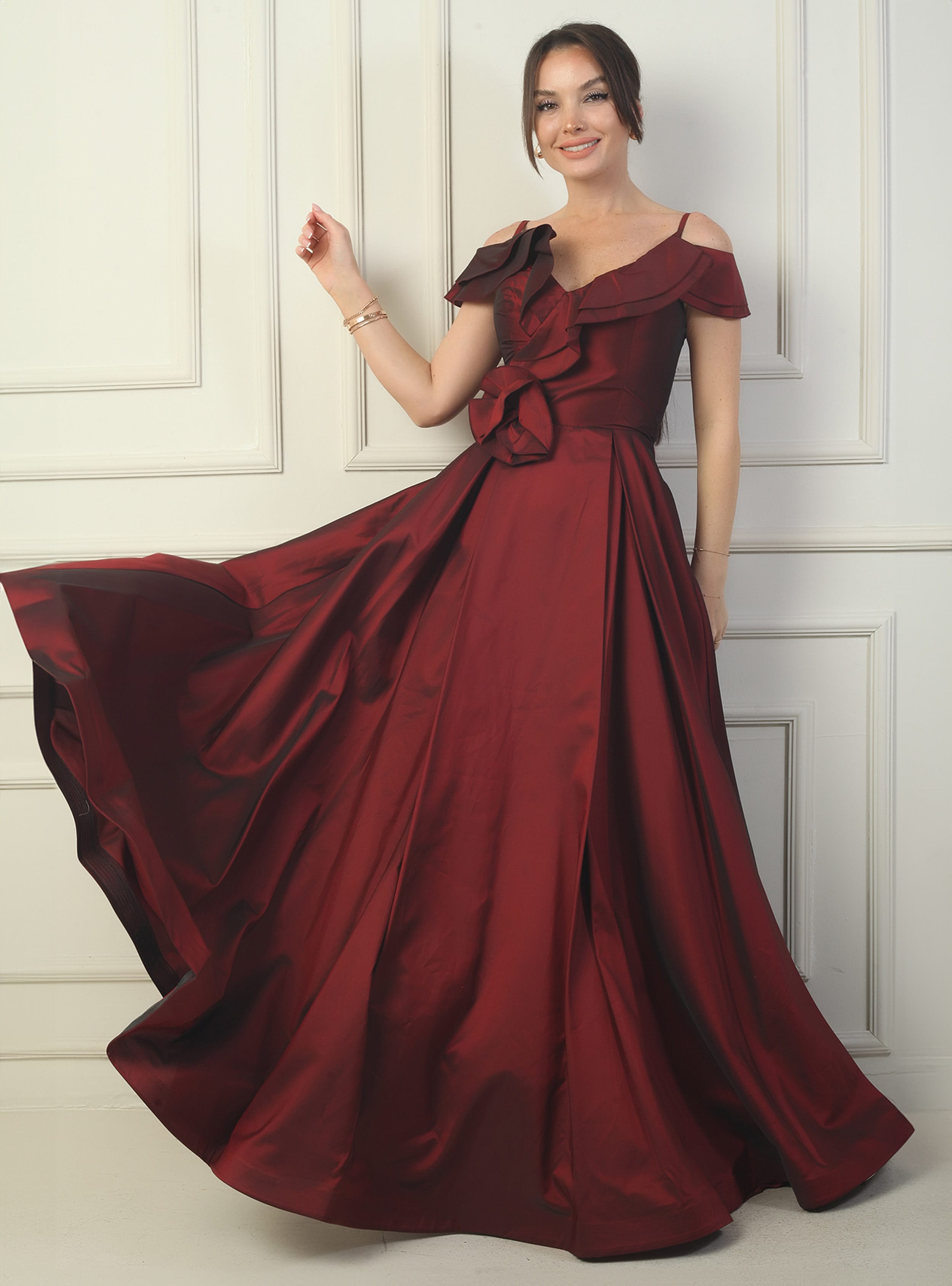 Abiye Elbise - Bordo - By Saygı - Resim 2