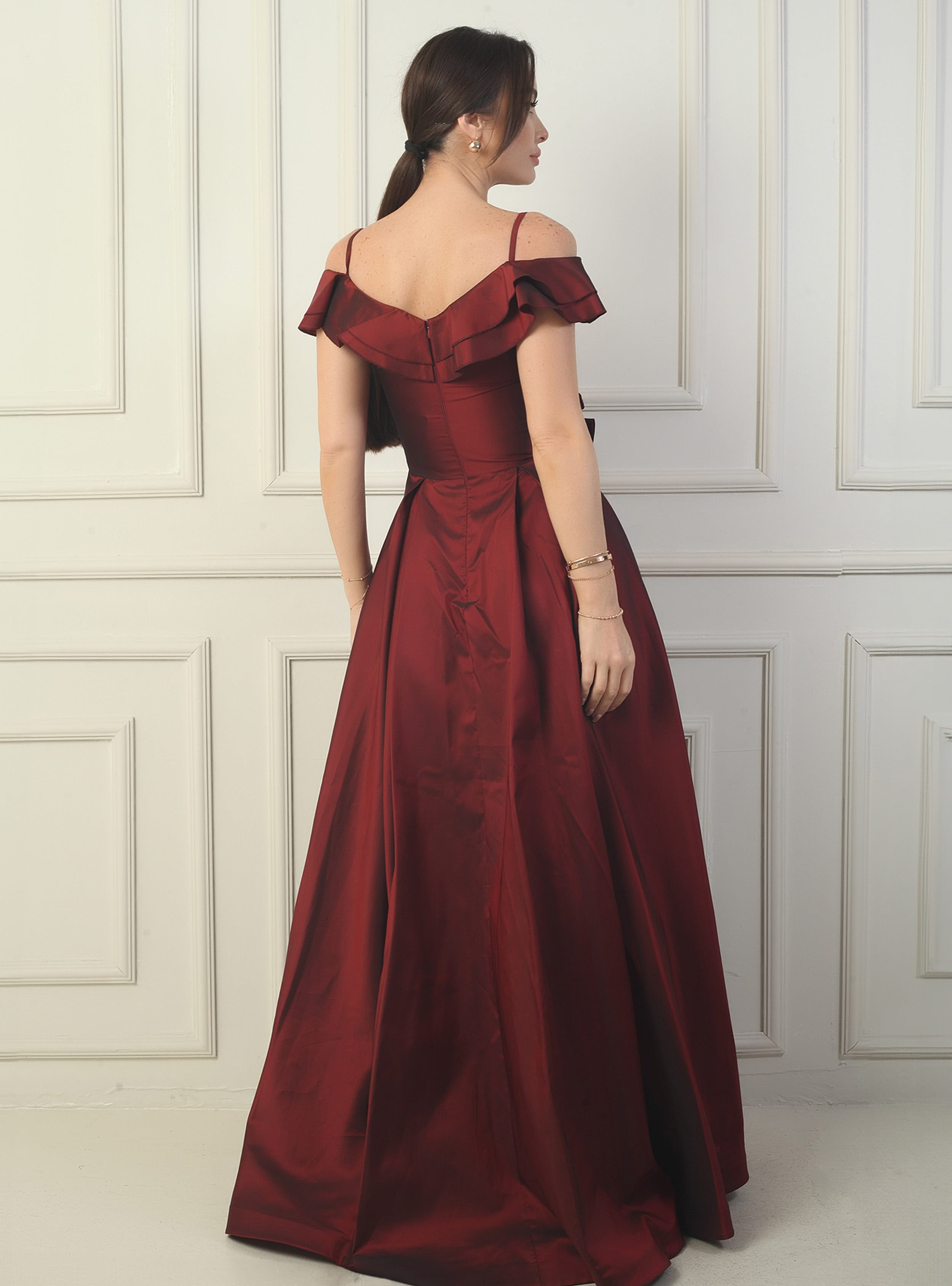 Abiye Elbise - Bordo - By Saygı - Resim 4