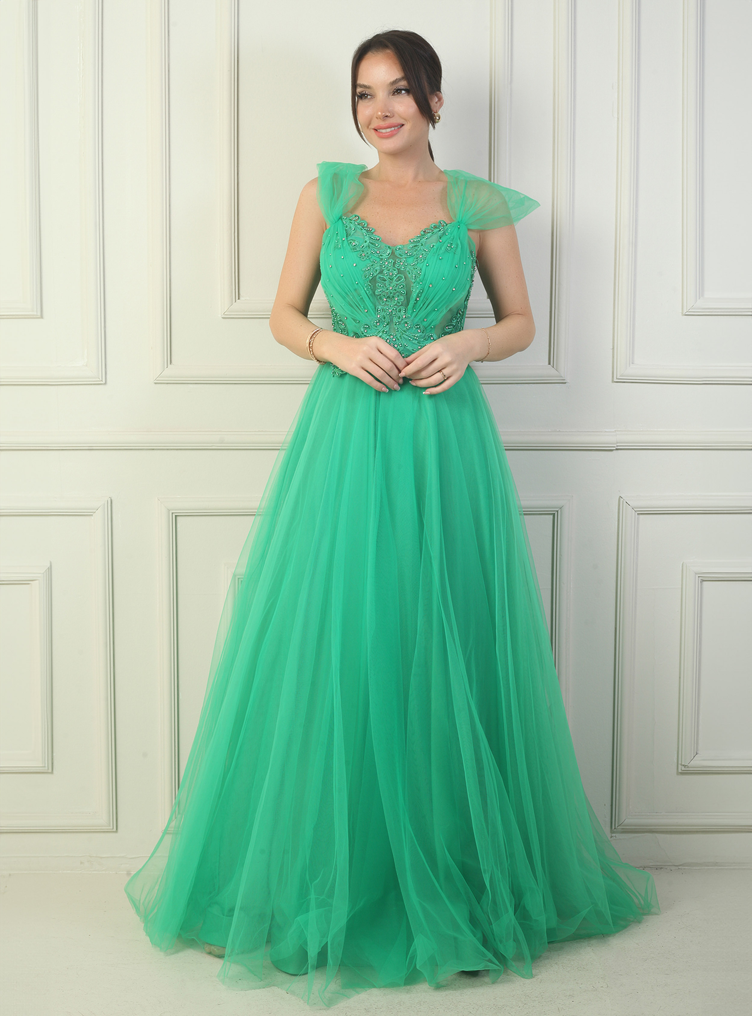 Abiye Elbise - Yesil - By Saygı - Resim 3