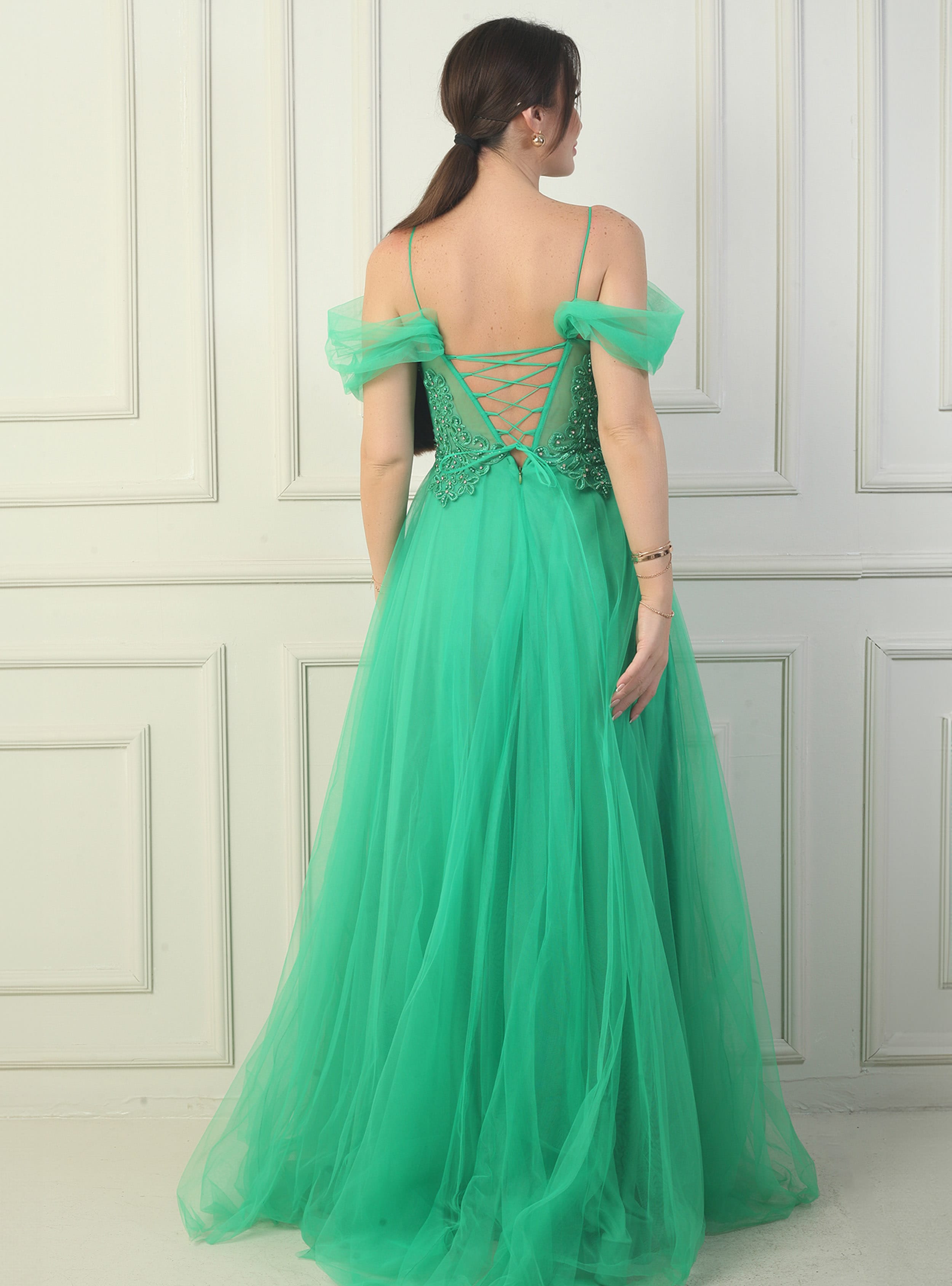 Abiye Elbise - Yesil - By Saygı - Resim 4
