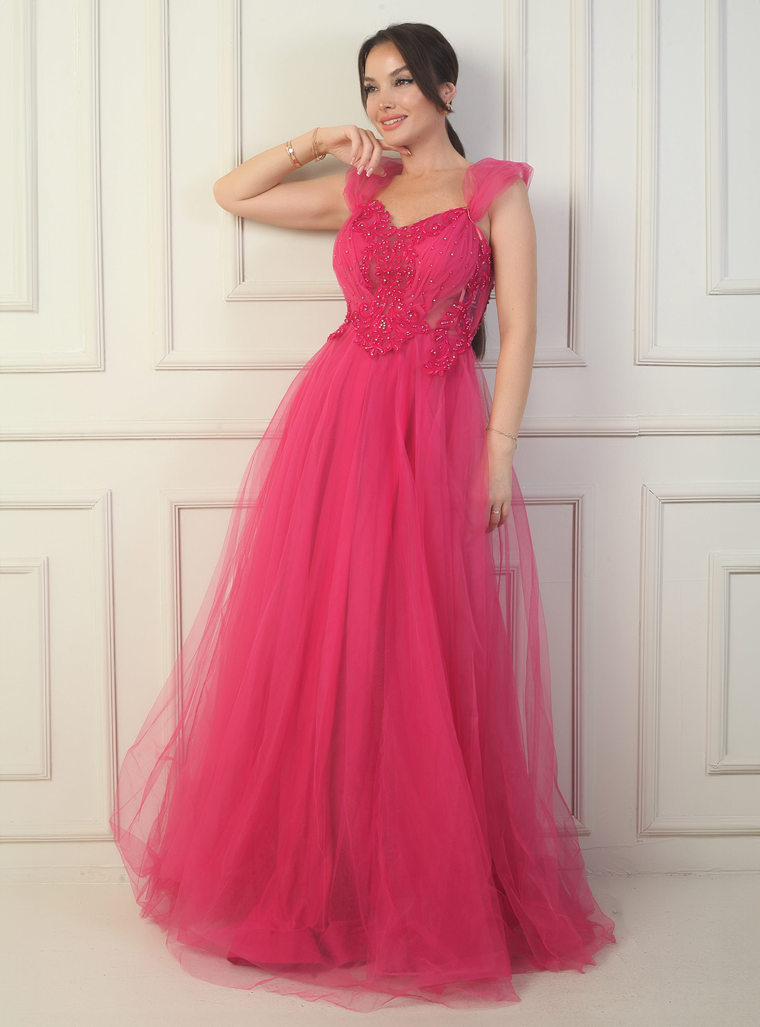 Abiye Elbise - Fusya - By Saygı - Resim 2