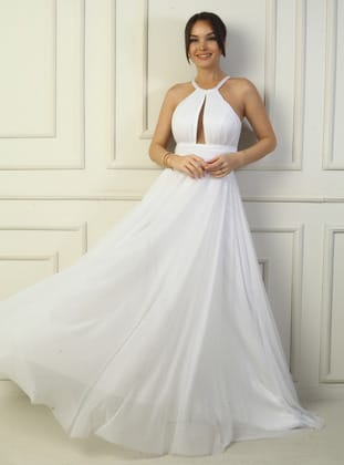 Abiye Elbise - Ekru - By Saygı