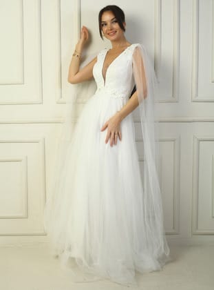 Abiye Elbise - Ekru - By Saygı