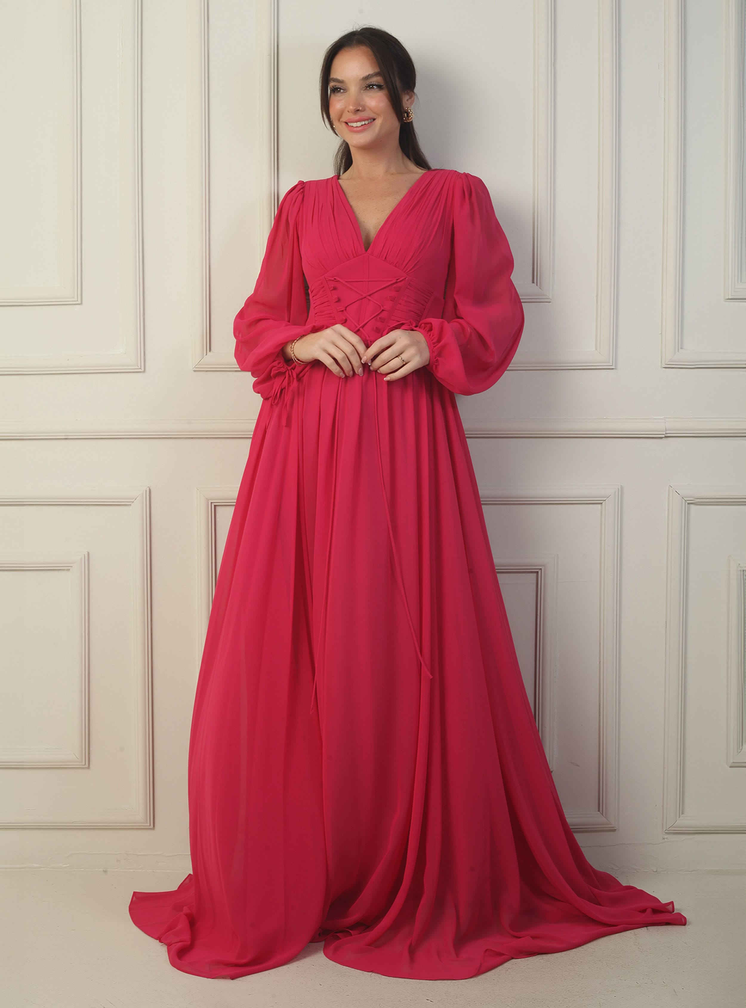 Abiye Elbise - Fusya - By Saygı - Resim 2