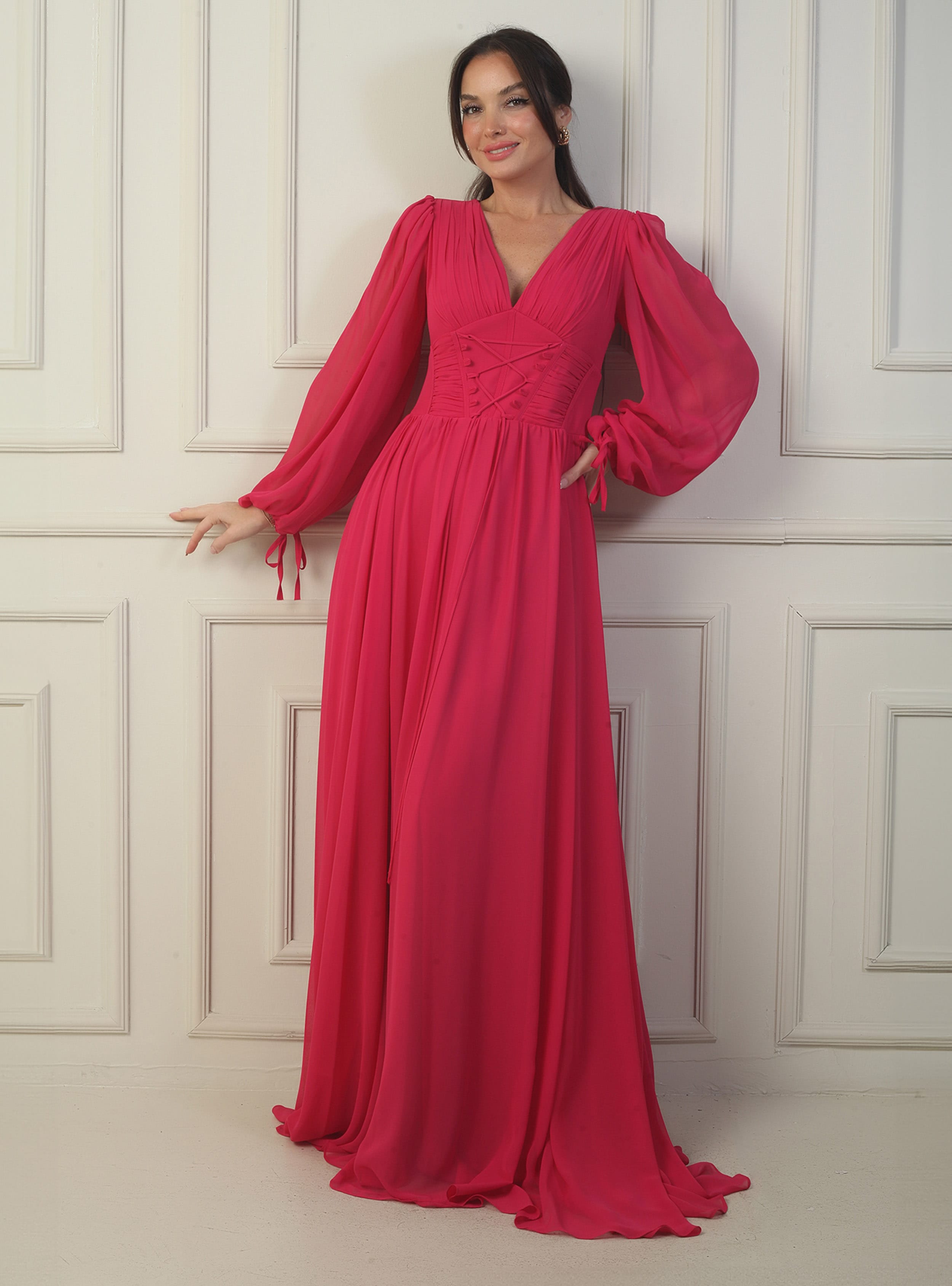 Abiye Elbise - Fusya - By Saygı - Resim 3