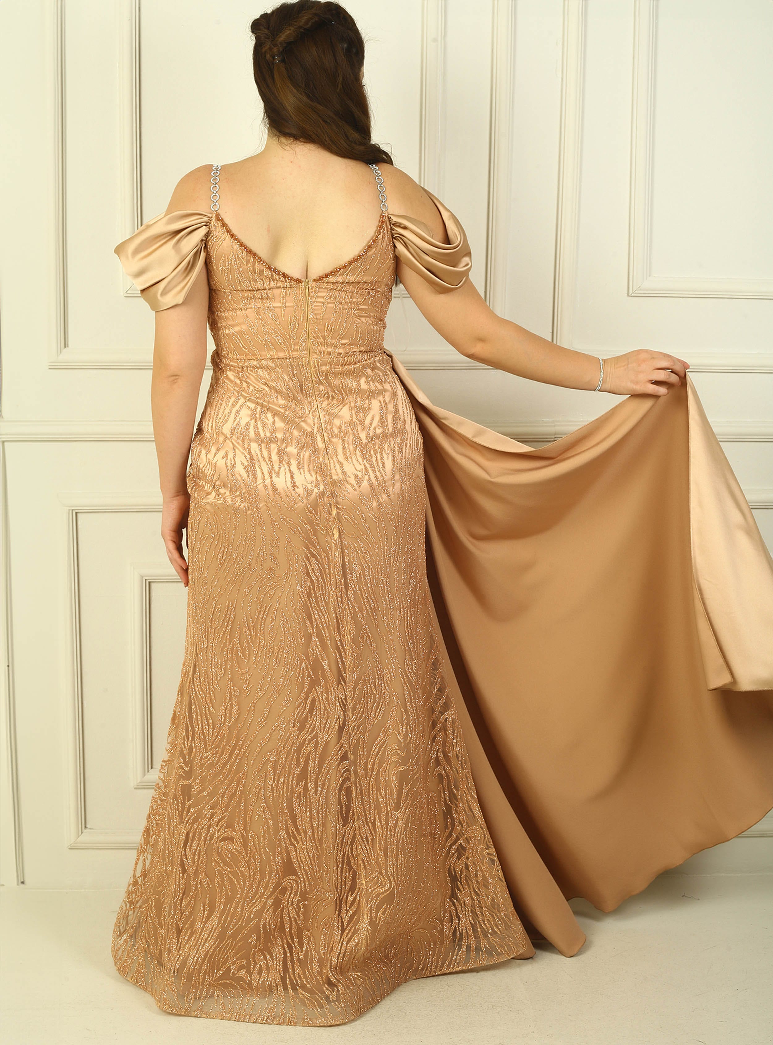 Abiye Elbise - Gold rengi - By Saygı - Resim 4