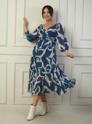 Abiye Elbise - Kot mavi - By Saygı