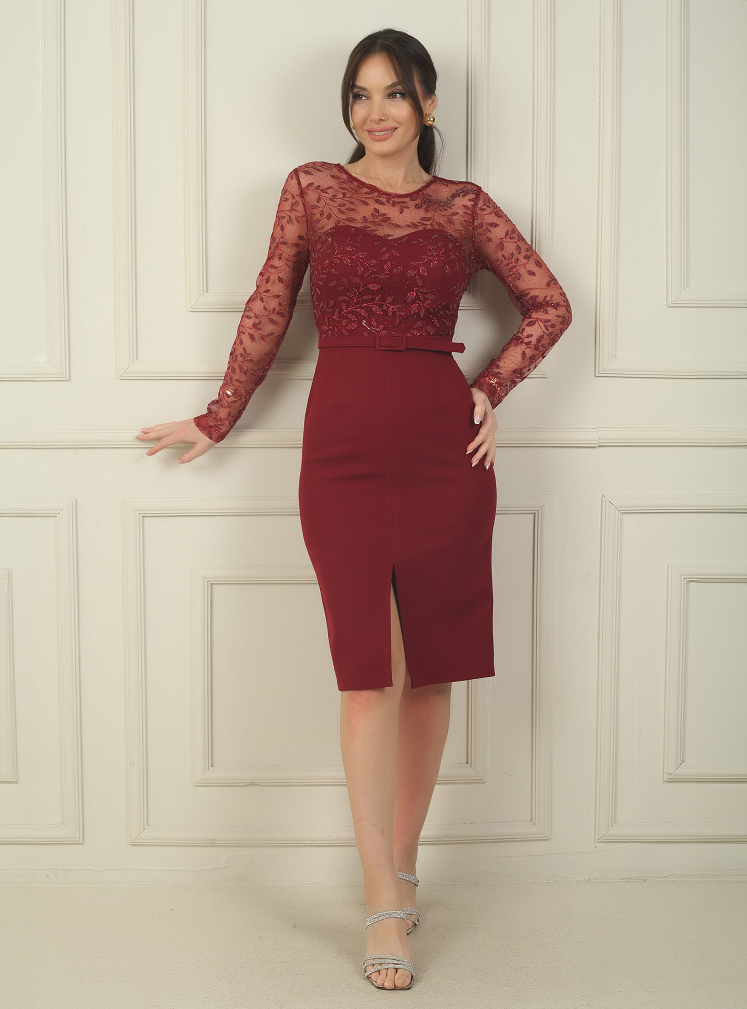 Abiye Elbise - Bordo - By Saygı - Resim 3